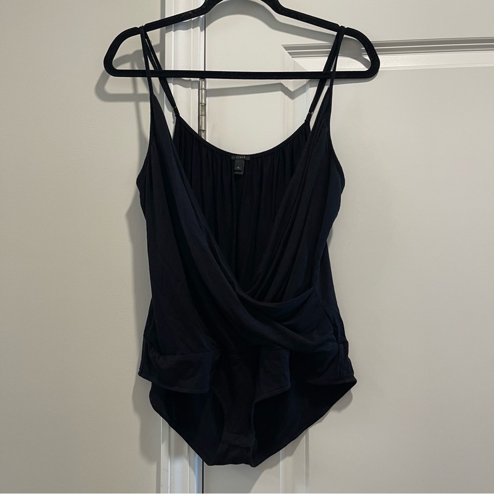 J. Crew Surplice Bodysuit Elegant Solid Black Women's Tank Top Women’s Size XL